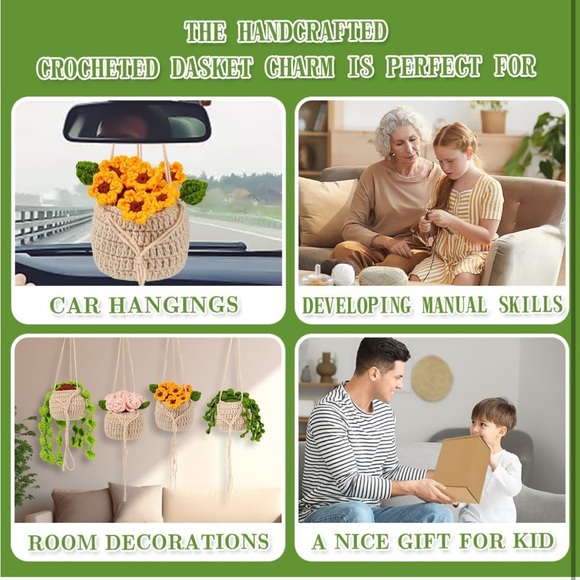 NEW! Crochet Kit Beginners Video Lessons 4 PC Cute Potted Plants Yarn Tassels - Picture 6 of 10